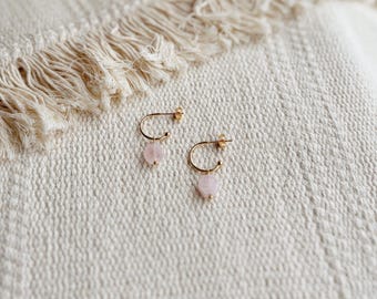 Blush Hex Earrings || Rose Quartz || Boho || Minimalist || Waterproof Sensitive Ears