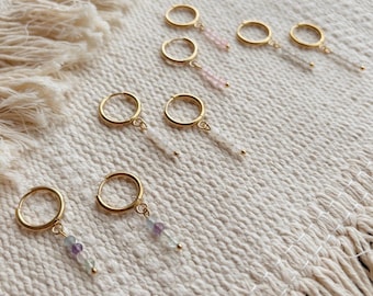 Aura Dangles ||  Earrings || Fluorite Moonstone Labradorite Rose Quartz || Boho || Minimalist || Waterproof Sensitive Ears