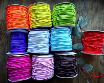 Elastic cord, elastic rope, colour elastic, 2mm elastic, red elastic, pink elastic, brown elastic,blue elastic, yellow elastic, green