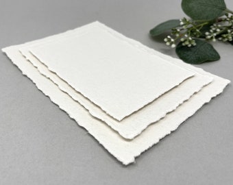 Sample set, Handmade cotton rag paper, Torn edge, 5x7, 4x6, 3.5x5, Wedding suite, Deckle edge, 300 gsm