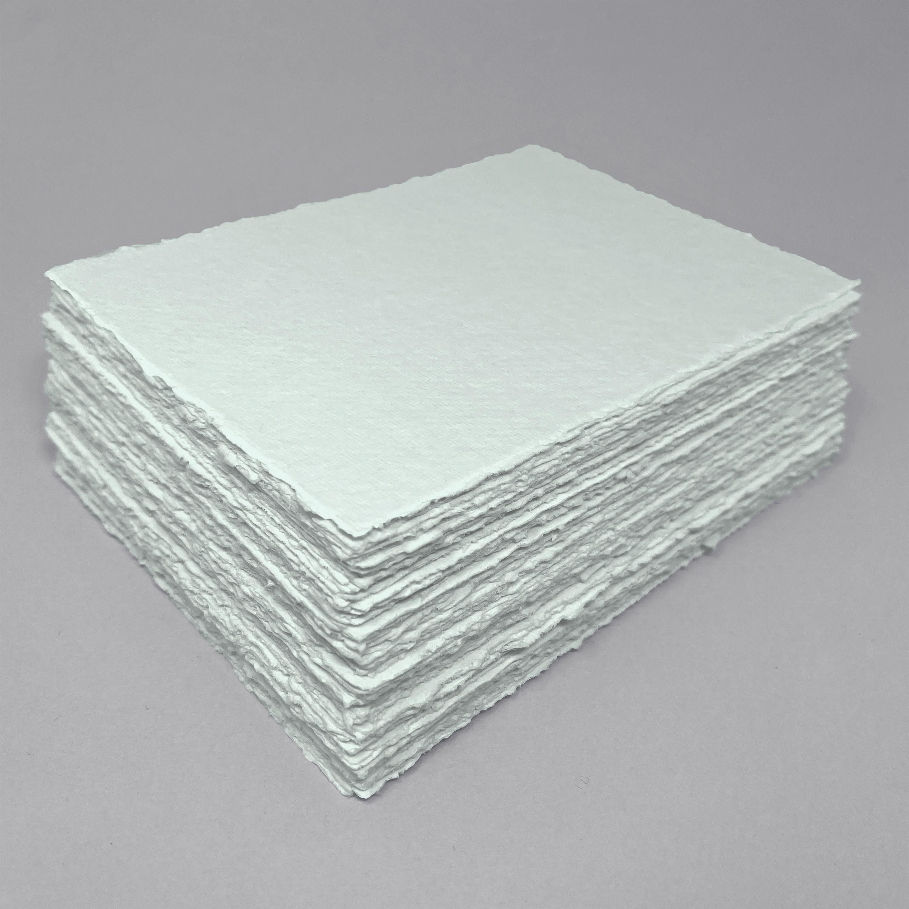 Handmade Deckle Edge Paper: Light Sage Green, Cotton Rag (300 gsm)