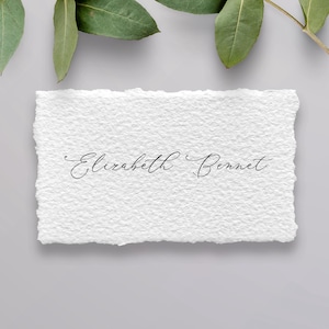 Cotton Paper Place Cards: Hand Torn Edges, Custom Printed, Textured Cotton Rag