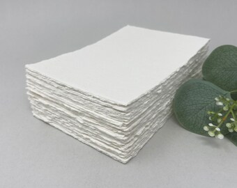 4x6 Handmade cotton rag paper, Torn edge, Deckle edge, 300 gsm