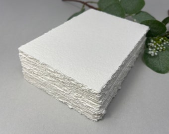 4x6 Handmade cotton rag paper, Torn edge, Deckle edge, 300 gsm, Textured paper