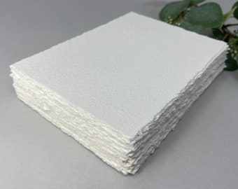 5x7 Handmade cotton rag paper, Torn edge, Deckle edge, 300 gsm, Textured paper