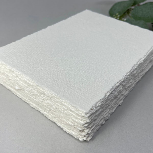 5x7 Handmade cotton rag paper, Torn edge, Deckle edge, 300 gsm, Textured paper