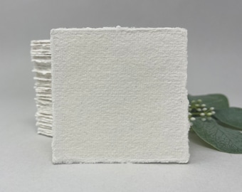 3x3 Handmade cotton rag paper, Torn edge, Deckle edge, 300 gsm