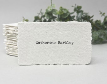 Printed name card, Cotton Paper, Hand torn, Deckle edge, Handmade cotton rag paper, Torn edge, Name card, Escort card, 2x3.5 inch, 300 gsm