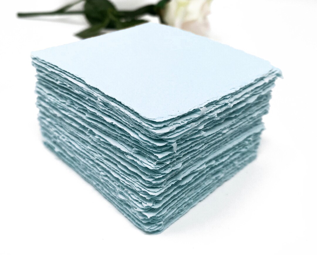4x4 Light Blue Handmade Paper 10 Sheets Recycled Deckle Etsy