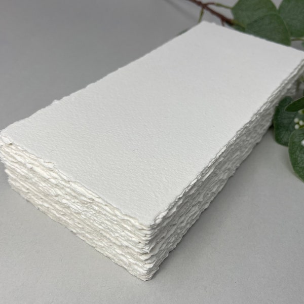 4x9 Handmade cotton rag paper,  Torn edge, Deckle edge, 300 gsm, Textured paper