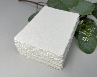 3.5x5 Handmade cotton rag paper, Torn edge, Deckle edge, 300 gsm, Textured paper