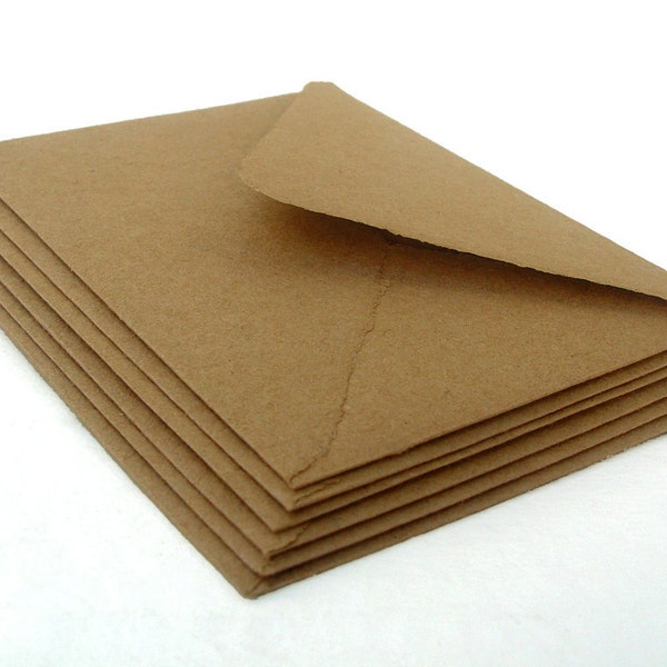Brown envelopes, handmade recycled kraft paper, A2 size, set of 10