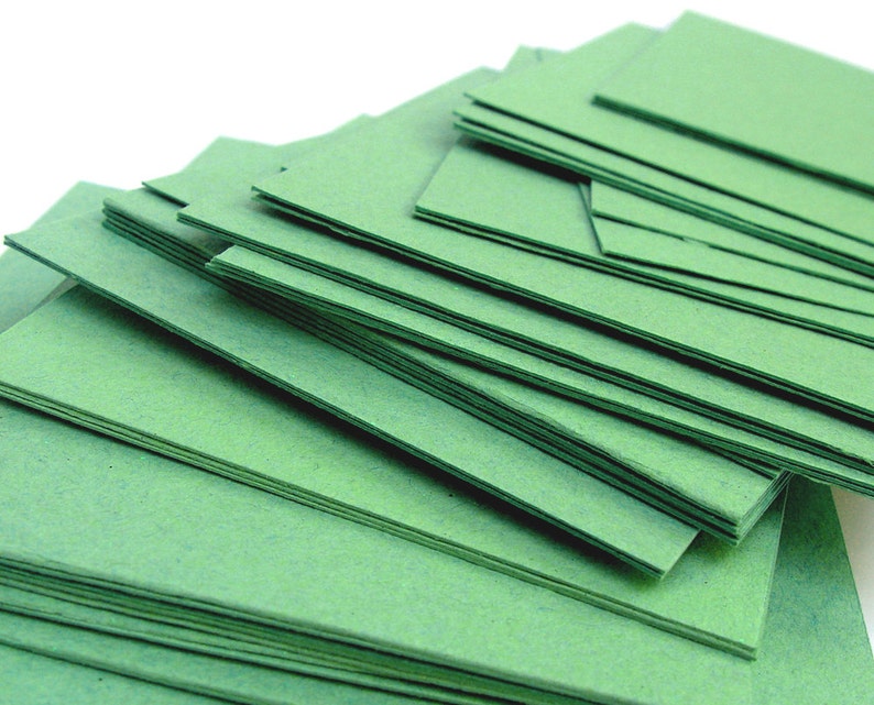 Green handmade paper cardstock cut edges recycled 4.25 x Etsy
