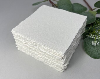 4x4 Handmade cotton rag paper, Torn edge, Deckle edge, 300 gsm, Textured paper