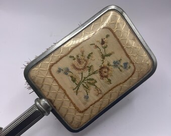 Vintage Royal Artistic Silver Hairbrush With Floral Embossed  display picture 3