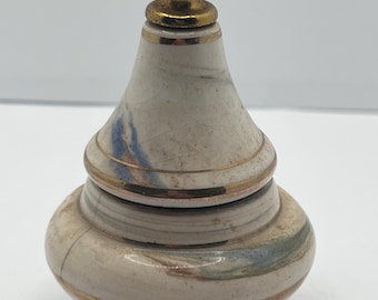Vintage Bardaco Solid Perfume Pot – Marble Effect Ceramic Trinket Box, Made Greece