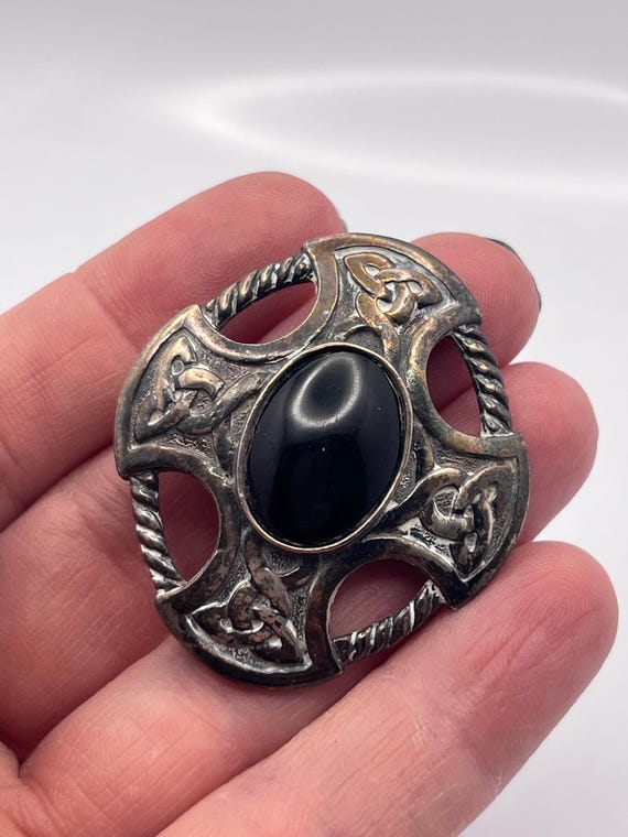 Vintage Scottish Celtic Sterling Silver Brooch – Openwork Knot Design – Traditional Celtic Pin – Scotland Jewelry