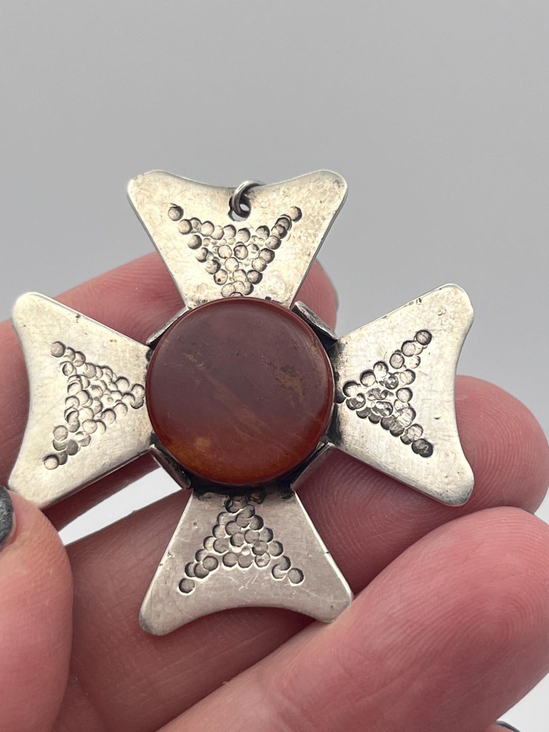 Antique Scottish Sterling Silver Maltese Cross Pendant Featuring a ...