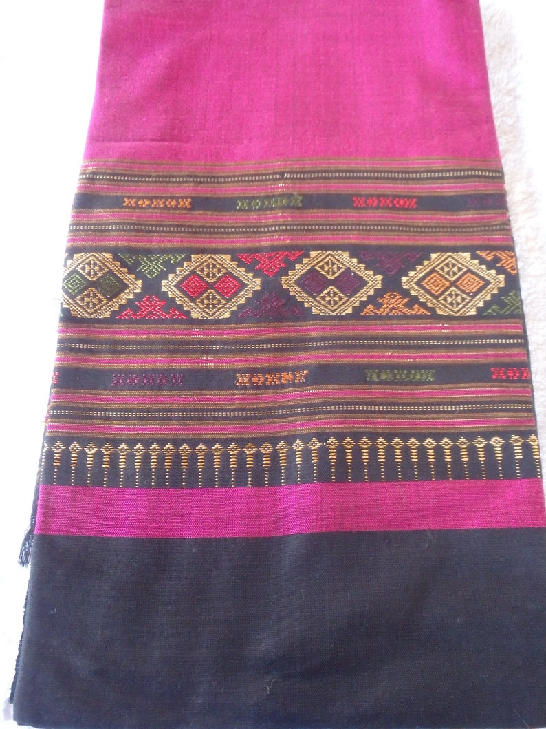 Pink in colour Traditional Laos style Cotton and silk blend Sinh tube skirtwrap around skirtsarong