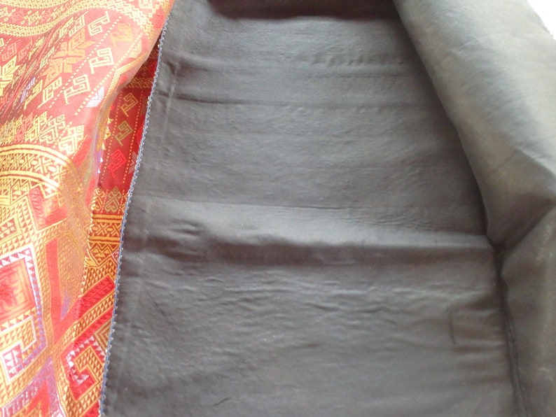 Synthetic silk Traditional Laos style Sinhsarongtube skirtwrap around skirt fabric Red in colour