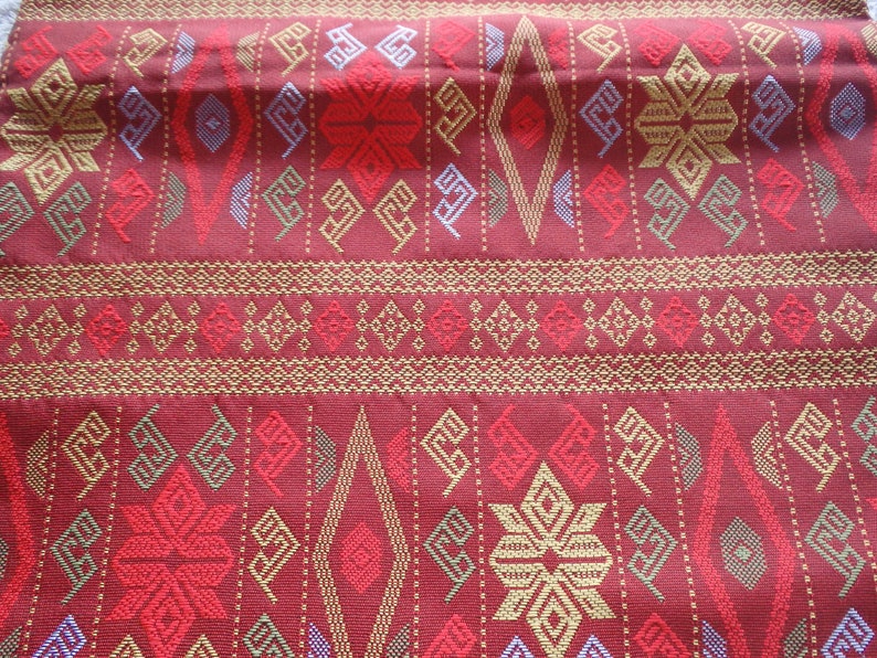 Synthetic silk Traditional Laos style Sinhsarongtube skirtwrap around skirt fabric Red in colour