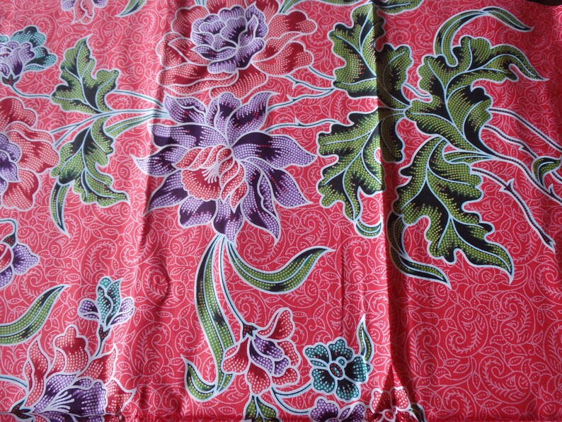 100 cotton Indonesian Batik sarong/pareo/fabric. Red in Etsy