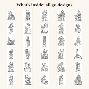 Christmas Coloring Pages for Kids, Santa Coloring Pages, Elf Coloring Pages, Christmas Activities for Kids, 30 Printable Pages (PDF) imagen 3