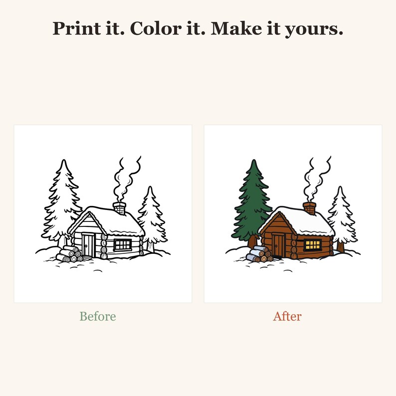 Winter Coloring Pages for Adults, Cozy Winter Coloring Pages, Bold and Easy Coloring Sheets, Hygge, 30 Printable Pages (PDF Download) imagen 2
