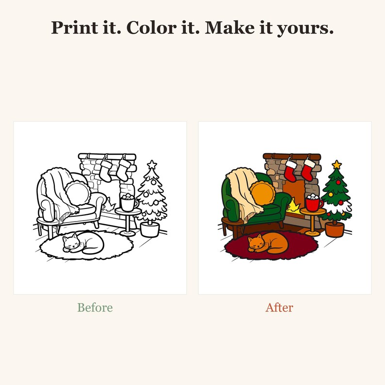 Cozy Christmas Coloring Pages, 30 Bold Winter Scenes (PDF Download) image 2