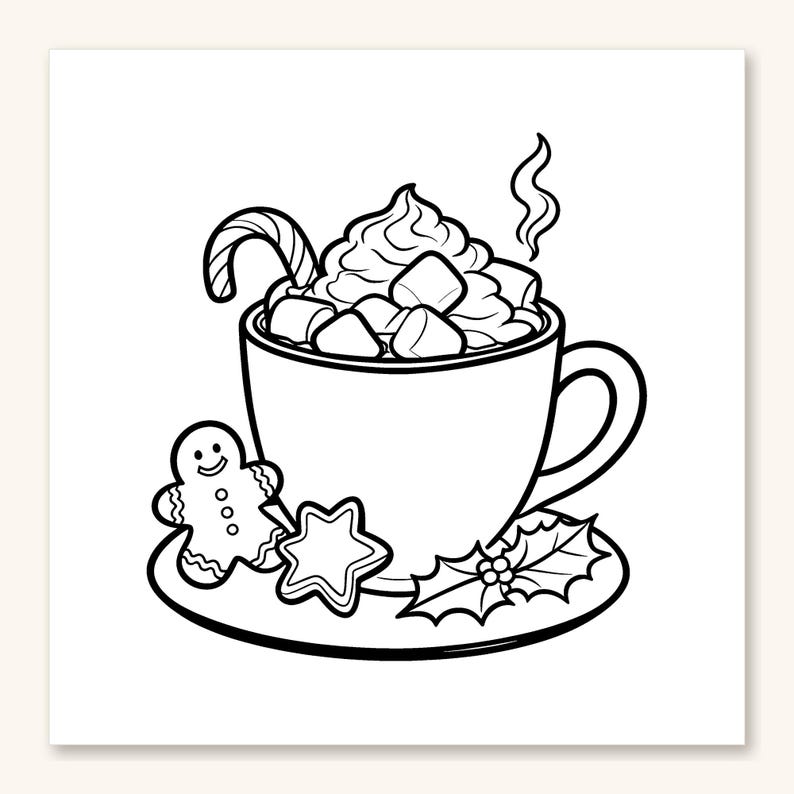 Cozy Christmas Coloring Pages, 30 Bold Winter Scenes (PDF Download) image 4