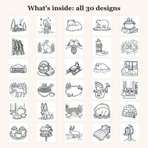 Winter Coloring Pages for Adults, Cozy Winter Coloring Pages, Bold and Easy Coloring Sheets, Hygge, 30 Printable Pages (PDF Download) imagen 3
