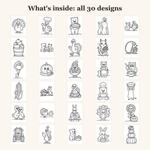 Dibujos para colorear de Acción de Gracias para niños, 30 páginas imprimibles, actividad para el aula con un lindo pavo (descarga en PDF) imagen 3