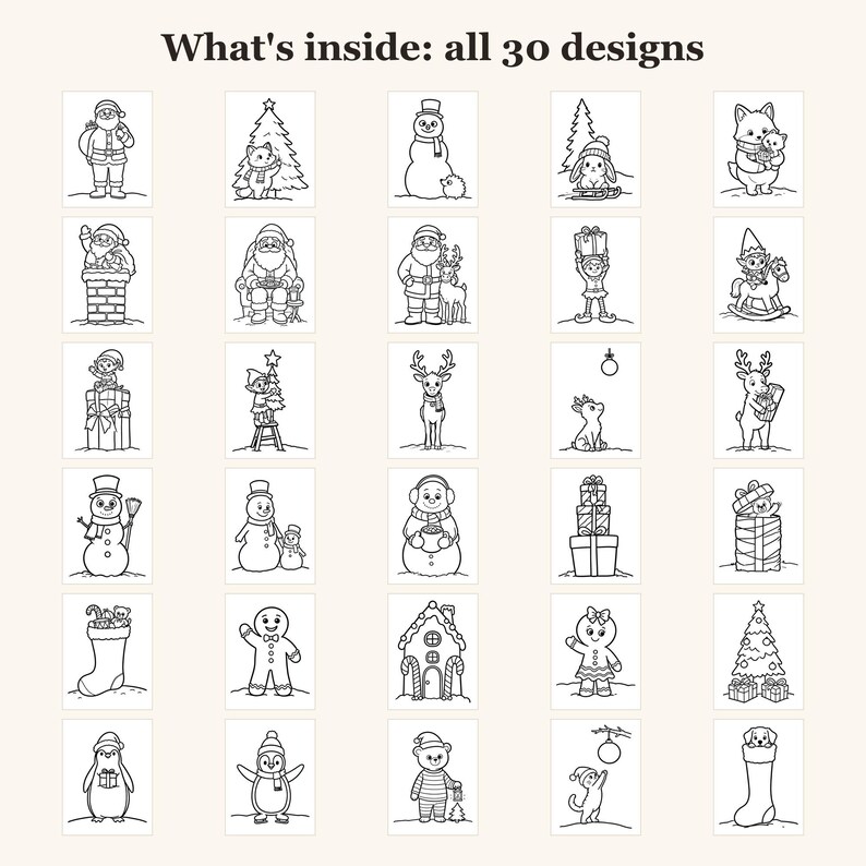 Christmas Coloring Pages for Kids, Christmas Coloring Sheets, Christmas Activities for Kids, 30 Easy Printable Pages (PDF Download) bild 3