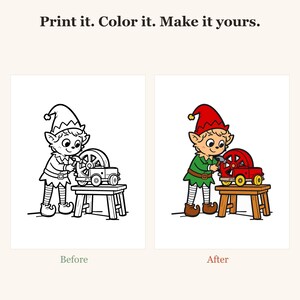 Christmas Coloring Pages for Kids, Santa Coloring Pages, Elf Coloring Pages, Christmas Activities for Kids, 30 Printable Pages (PDF) imagen 2