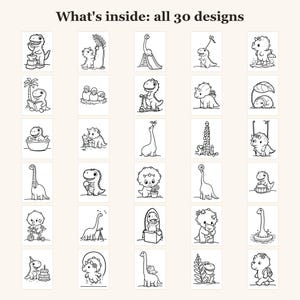 Dinosaur Coloring Pages Printable, Dinosaur Coloring Pages for Kids, Cute Dino Coloring for Preschool, 30 Printable Pages (PDF) image 3