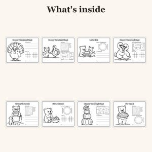 Manteles individuales de Acción de Gracias para niños, manteles individuales para colorear para niños, actividades de mesa de Acción de Gracias para niños, mantel individual para colorear imprimible (PDF) imagen 3