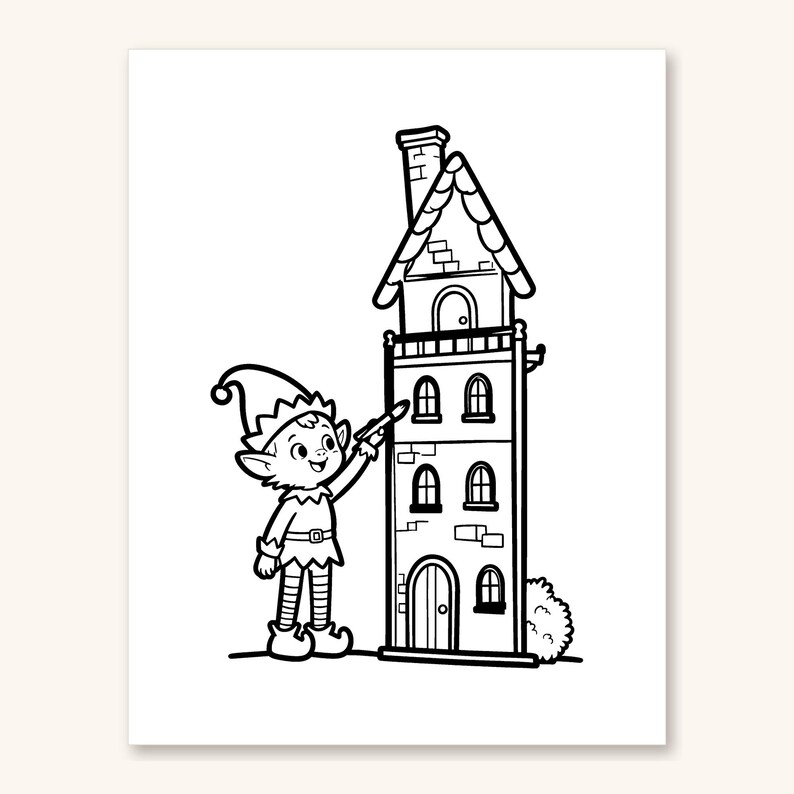 Christmas Coloring Pages for Kids, Santa Coloring Pages, Elf Coloring Pages, Christmas Activities for Kids, 30 Printable Pages (PDF) imagen 4