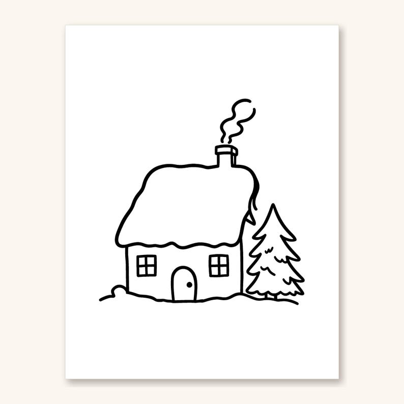 Large Print Coloring Book for Seniors, Winter Coloring Pages for Adults, Dementia Activities, Simple Bold Pages, 30 Printable PDF image 4