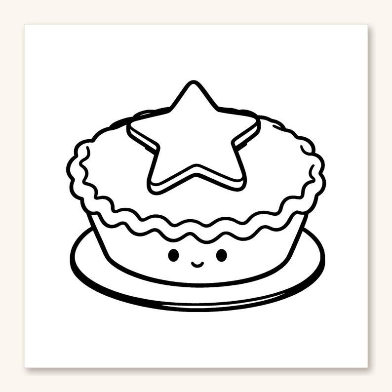 Kawaii Christmas Coloring Pages, 30 Cute Treats with Faces, Bold and Easy for Kids and Teens (PDF Download) image 4