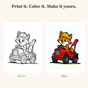 Disegni da colorare di camion per bambini, 30 pagine stampabili di escavatori, camion dei pompieri e trattori, attività di colorazione facile per bambini dai 3 agli 8 anni (download PDF) immagine 2