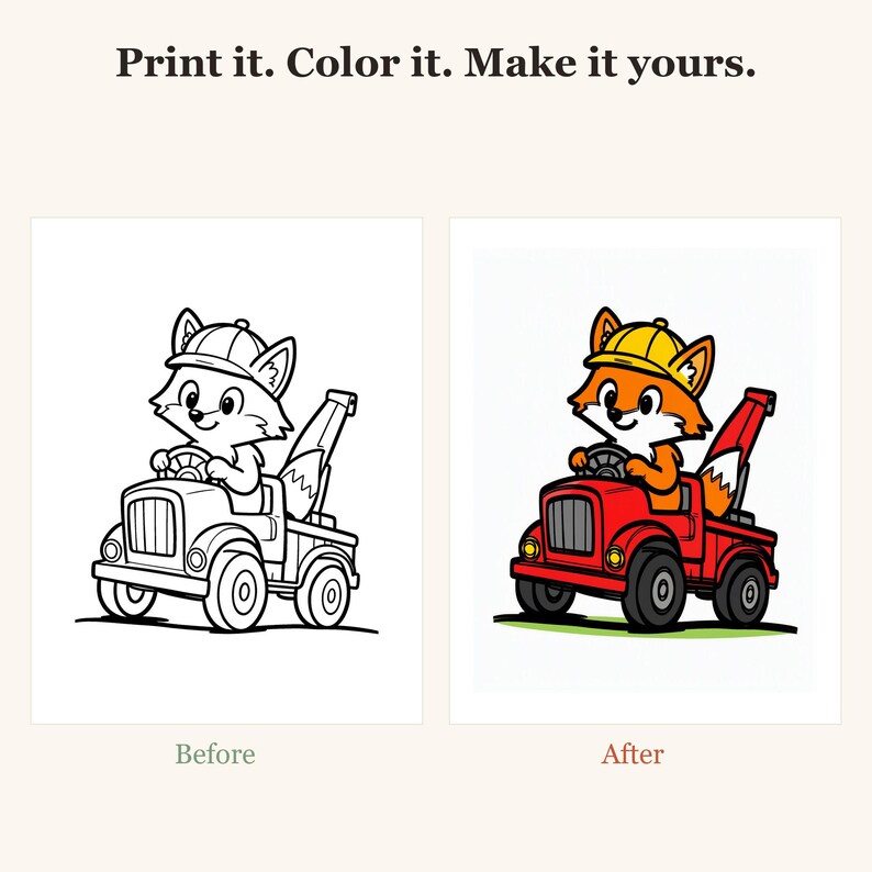 Disegni da colorare di camion per bambini, 30 pagine stampabili di escavatori, camion dei pompieri e trattori, attività di colorazione facile per bambini dai 3 agli 8 anni (download PDF) immagine 2