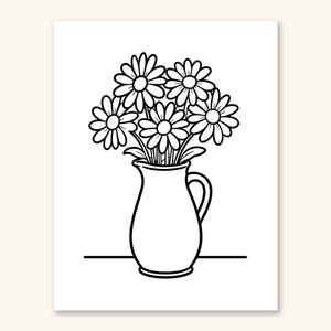 Großgedruckte Blumenmalvorlagen für Senioren, 30 einfache, ausdrucksstarke Gartenmotive, leichte Malvorlagen für Erwachsene, zum Ausdrucken (PDF-Download) Bild 4