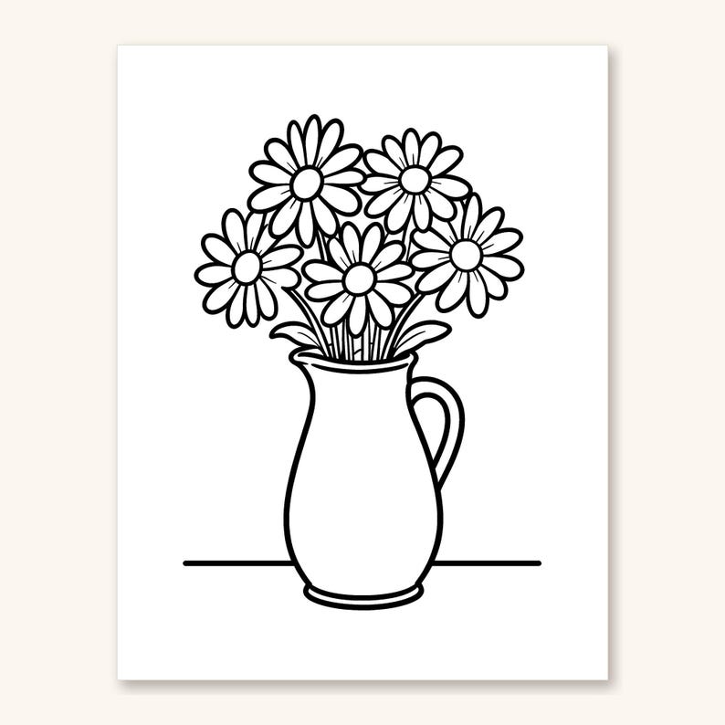Großgedruckte Blumenmalvorlagen für Senioren, 30 einfache, ausdrucksstarke Gartenmotive, leichte Malvorlagen für Erwachsene, zum Ausdrucken (PDF-Download) Bild 4