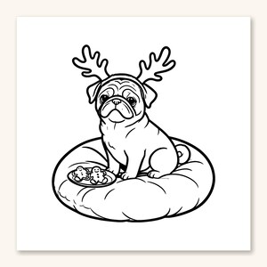 Christmas Dog Coloring Pages, 30 Bold and Easy Cute Puppy Pages for Adults and Teens, Printable (PDF Download) image 4