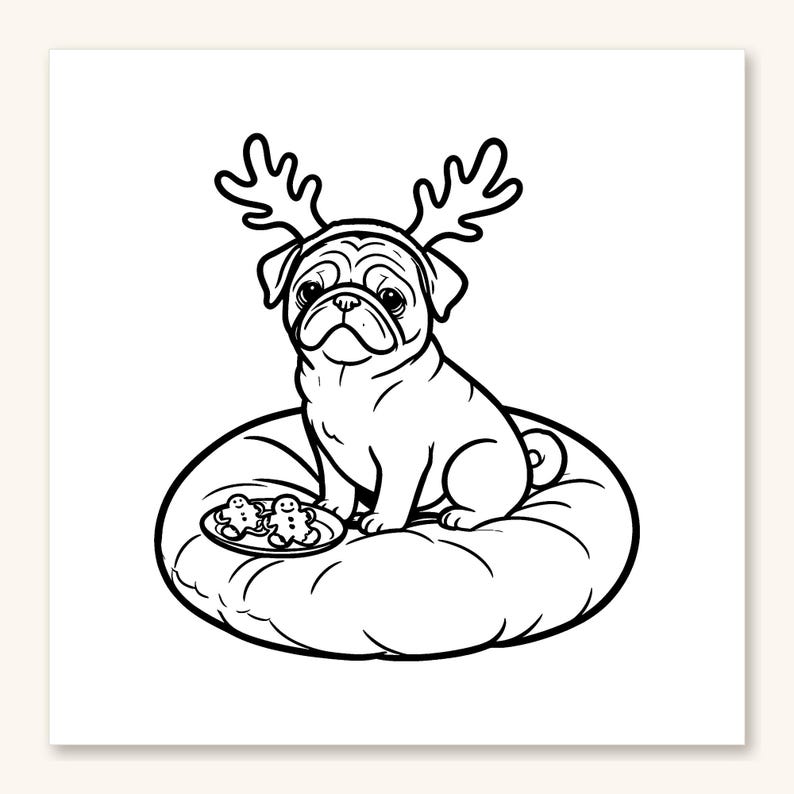 Christmas Dog Coloring Pages, 30 Bold and Easy Cute Puppy Pages for Adults and Teens, Printable (PDF Download) image 4