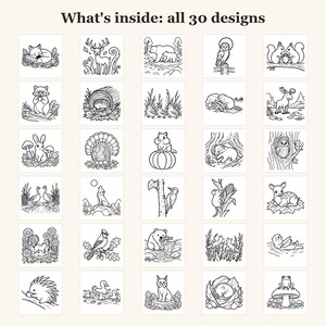 Dibujos para colorear de otoño para adultos, Dibujos para colorear de otoño, Dibujos para colorear de animales del bosque, Dibujos sencillos y llamativos, Dibujos para colorear acogedores, 30 PDF imprimibles imagen 3