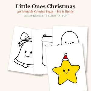 Christmas Coloring Pages for Toddlers, Toddler Coloring Pages, Christmas Activities for Toddlers, Big Simple Pictures, 30 Printable bild 1