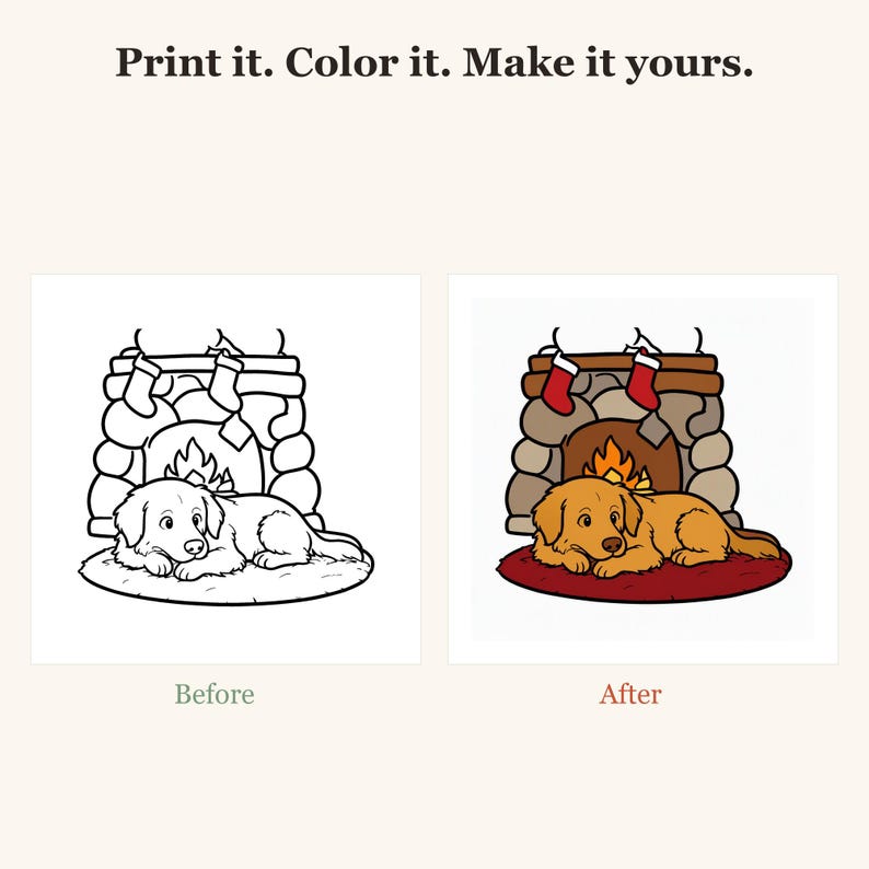 Christmas Dog Coloring Pages, 30 Bold and Easy Cute Puppy Pages for Adults and Teens, Printable (PDF Download) image 2