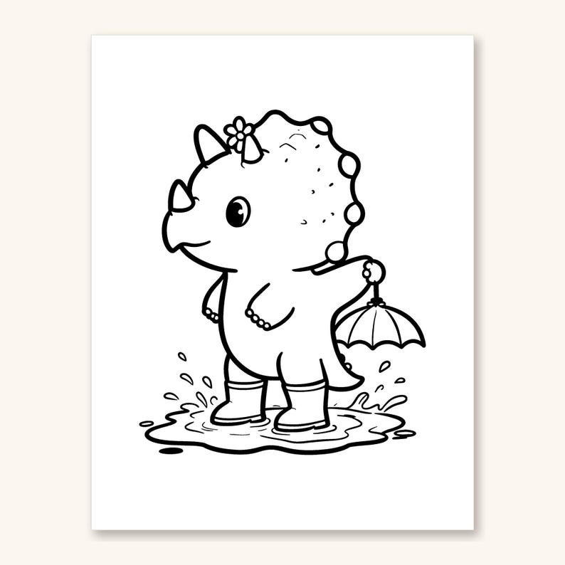 Dinosaur Coloring Pages Printable, Dinosaur Coloring Pages for Kids, Cute Dino Coloring for Preschool, 30 Printable Pages (PDF) image 4