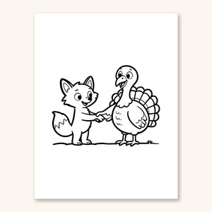 Dibujos para colorear de Acción de Gracias para niños, 30 páginas imprimibles, actividad para el aula con un lindo pavo (descarga en PDF) imagen 4